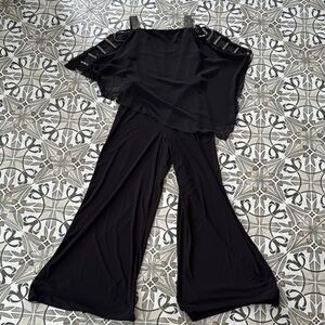 MSK Black Ruffled Sleeve Wide-Leg Jumpsuit